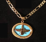 Farvahar  Oval Shape Necklace, 14K Gold Painttd